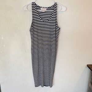 Motherhood Maternity Navy and White Striped Body-Con Dress